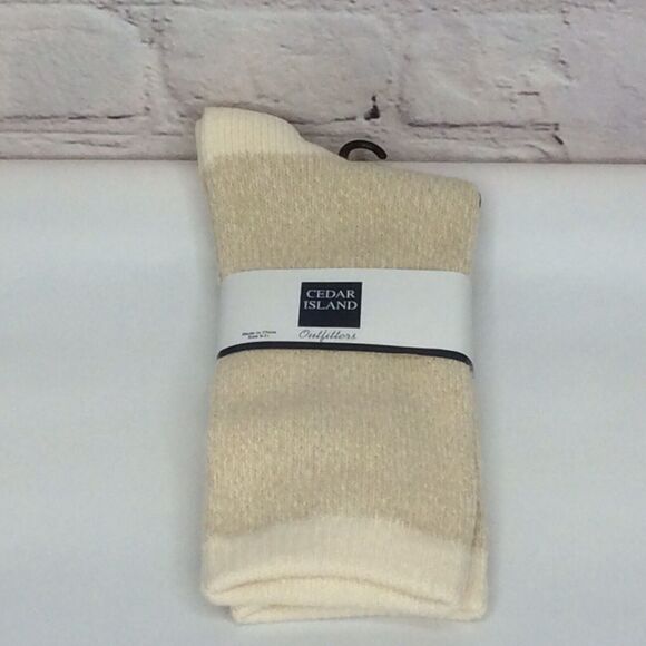 Cedar Island Outfitters Crew Socks Women's Size 9-11 Tan & Green Heathered Soft - Picture 3 of 6